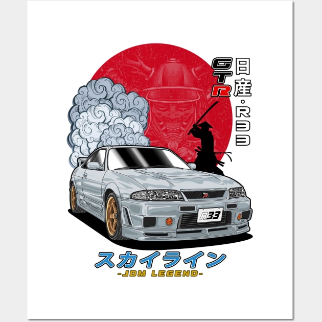 Nippon JDM Gray Nissan Skyline GT-R R33 Wall Art by Guyvit